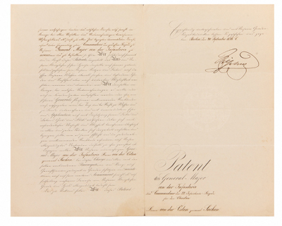 Four documents, 8.8” x 10.7”, signed letter dated 4 Mai 1894; 8.2" x 12.2", awarding Prinz-Regent Luitpold Medaille in Bronze, 1911; two documents, each four pages, 8.8" x 14.2", titled König von Preussen, all have some signs of age.  - 2