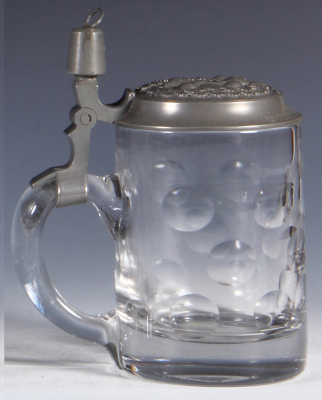 Glass stein, .5L, blown, relief pewter lid: barbells, 100 Kg. thumblift, mint.  - 3