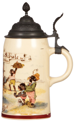 Mettlach stein, .5L, 979 [1909], PUG, Turn Schule, Ostafrika, pewter lid, mint.  - 2