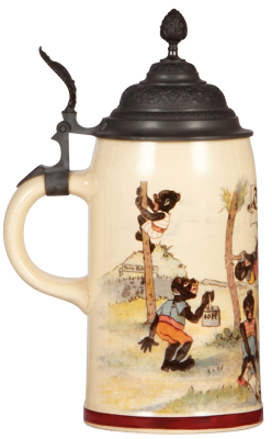 Mettlach stein, .5L, 979 [1909], PUG, Turn Schule, Ostafrika, pewter lid, mint.  - 3