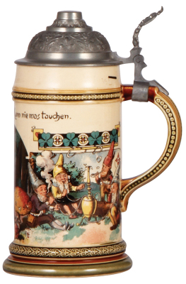 Mettlach stein, .5L, 1047 [2140], PUG, pewter lid, mint.  - 2