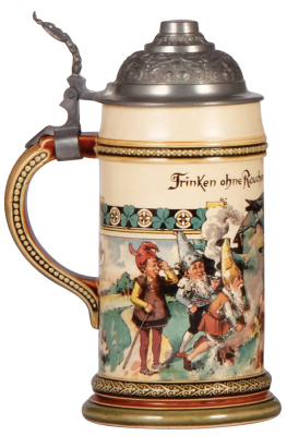 Mettlach stein, .5L, 1047 [2140], PUG, pewter lid, mint.  - 3