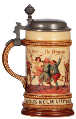 Mettlach stein, .5L, 678 [280], PUG, pewter lid, mint.  - 3