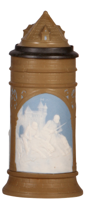 Mettlach stein, .5L, 2479, cameo, inlaid lid, mint.