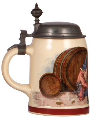 Mettlach stein, .5L, 1010 [1909], PUG, by H. Schlitt, pewter lid, mint.  - 3