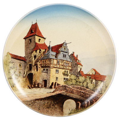 Pair Mettlach plaques, 12.0" d., 94/1044 & 95/1044, PUG, Cochem, Burg Eltz, mint. - 2