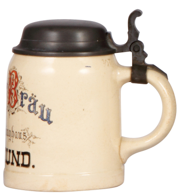 Mettlach stein, .5L, 1526, transfer & hand-painted, Kloster Bräu Dortmund , G & A Meininghaus, pewter lid, mint.  - 2