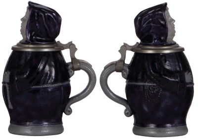 Character stein, .5L, stoneware, marked 51, by Hauber & Reuther, Nun, small chips on underside. - 2