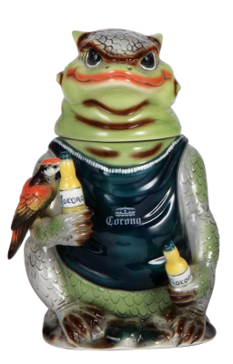 Character stein, 1.0L, porcelain, marked TRADEX, Limited Edition, Corona, Horned Toad, mint.