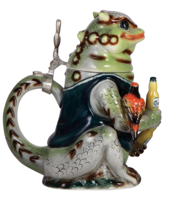 Character stein, 1.0L, porcelain, marked TRADEX, Limited Edition, Corona, Horned Toad, mint. - 3