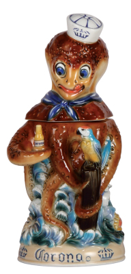 Character stein, 1.0L, porcelain, marked TRADEX, Limited Edition, Corona, Octopus, mint.