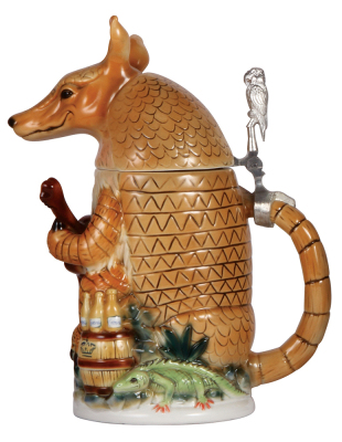 Character stein, 1.0L, porcelain, marked TRADEX, Limited Edition, Corona, Armadillo, mint. - 2