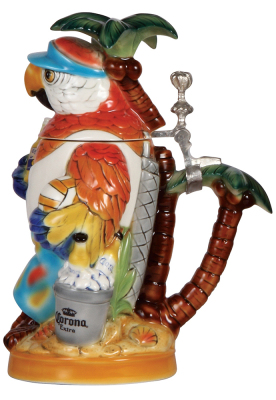 Character stein, 1.0L, porcelain, marked TRADEX, Limited Edition, Corona, Palm Tree Parrot, mint. - 2