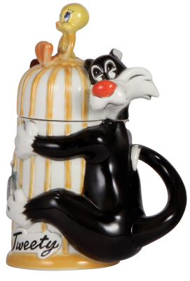 Character stein, 1.0L, porcelain, marked M. Cornell, Importers Limited Edition, Looney Tunes, Tweety & Sylvester, mint. - 2