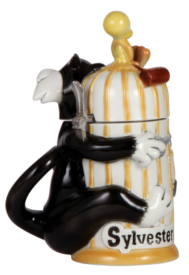 Character stein, 1.0L, porcelain, marked M. Cornell, Importers Limited Edition, Looney Tunes, Tweety & Sylvester, mint. - 3