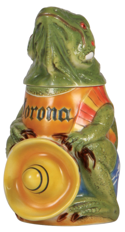 Character stein, 1.0L, porcelain, marked TRADEX, Limited Edition, Corona, Iguana, mint. 