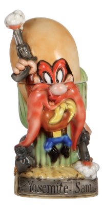 Character stein, 1.0L, porcelain, marked M. Cornell, Importers Limited Edition, Looney Tunes, Yosemite Sam, mint.