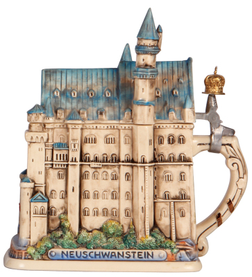 Character stein, 1.0L, pottery, marked King, Limited Edition, Castle Neuschwanstein, mint.