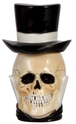 Character stein, .5L, porcelain, marked Albert Stahl, Skull with Top Hat, mint.