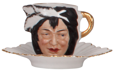 Porcelain cup & saucer, 4.1'' d., 2.5'' ht., Indian, mint.
