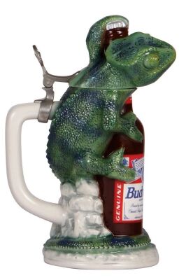 Character stein, 1.0L, stoneware, marked Ceramarte, modern, Lovie The Lizard, #671, mint.  - 3