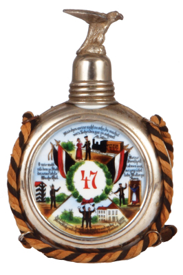 Regimental flask, .25L, porcelain, 5. Comp., Inft. Regt. Nr. 47, Schrimm, 1903 - 1905, named to: Horn. v. Nessen, rare regiment, mint.