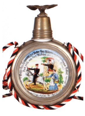 Regimental flask, .25L, porcelain, 7. Comp., Inft. Regt. Nr. 174, Metz, Spandau 1905 - 1907, named to: Res. Hohnrath, mint. - 2