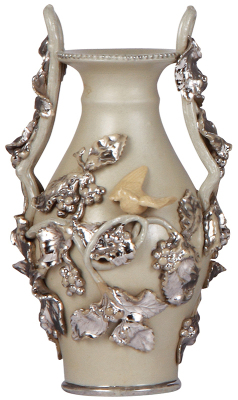 Mettlach vase, 9.2'' ht., 405, relief, early ware, a few tiny flakes.