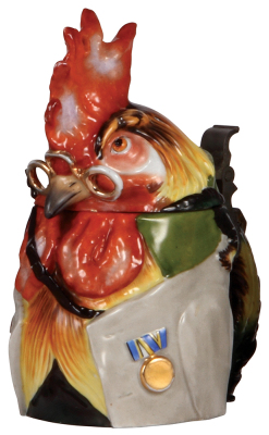 Character stein, .5L, porcelain, marked Musterschutz, by Schierholz, Rooster, mint.