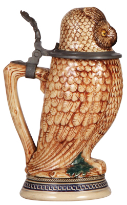 Character stein, .5L, pottery, marked 922, by Marzi & Remy, Owl, mint. - 3