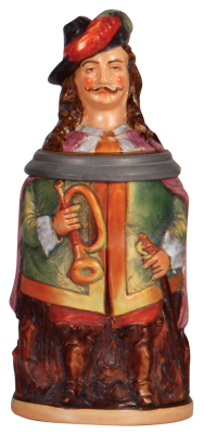 Character stein, .3L, pottery, by Diesinger, 734, Trumpeter, mint.