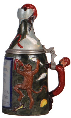 Character stein, .5L, stoneware, marked L. B. & C., by L. Bauernfreund & Cie, München, Bottle with Mephistopheles, mint. 