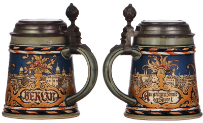 Mettlach stein, .5L, 2024, etched, Berlin, inlaid lid, mint. - 2