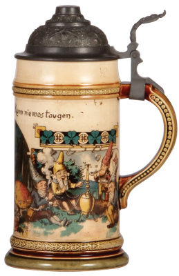 Mettlach stein, .5L, 1047 [2140], PUG, pewter lid, mint. - 2