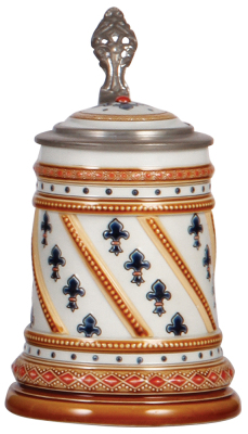 Mettlach stein, .25L, 1803, mosaic, inlaid lid, mint.