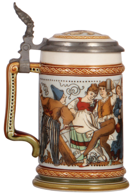 Mettlach stein, .5L, 2094, etched, inlaid lid, mint.  - 3