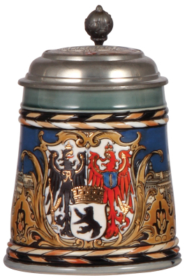 Mettlach stein, .5L, 2024, etched, inlaid lid, mint.
