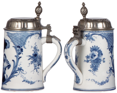 Mettlach stein, .5L, 5190, Delft, pewter lid, flake on base. - 2