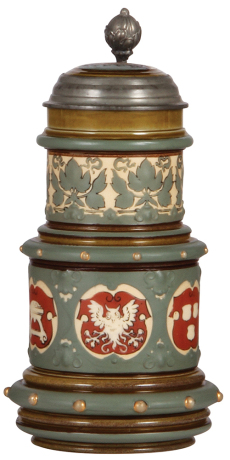 Mettlach stein, .5L, 2012, etched, inlaid lid, mint.