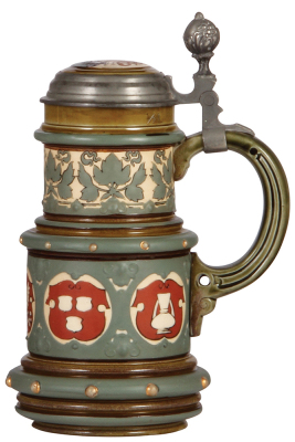 Mettlach stein, .5L, 2012, etched, inlaid lid, mint. - 2