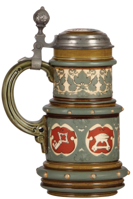 Mettlach stein, .5L, 2012, etched, inlaid lid, mint. - 3