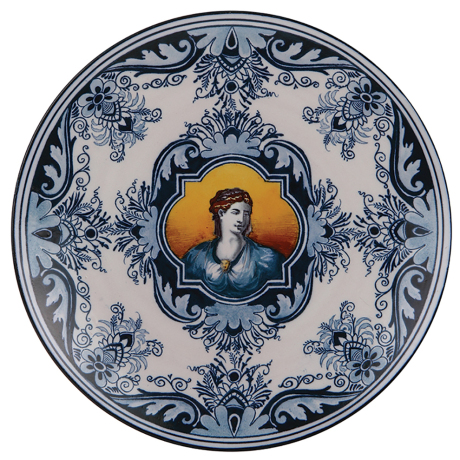 Mettlach plaque, 13.6'' d., 5009/1044, Delft, mint.