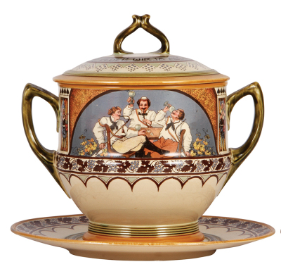 Mettlach punch bowl, 5.0L, 1210 [3037], PUG, students, mint.