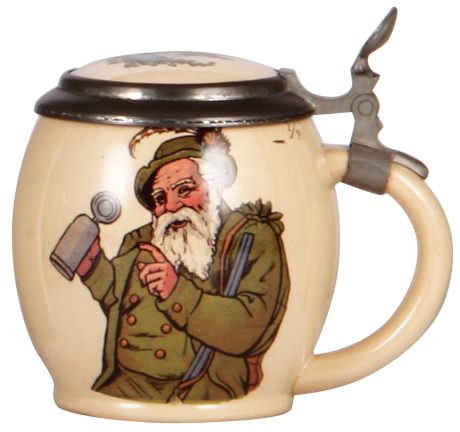 Mettlach stein, .5L, 1281 [3185], PUG, inlaid lid, mint.