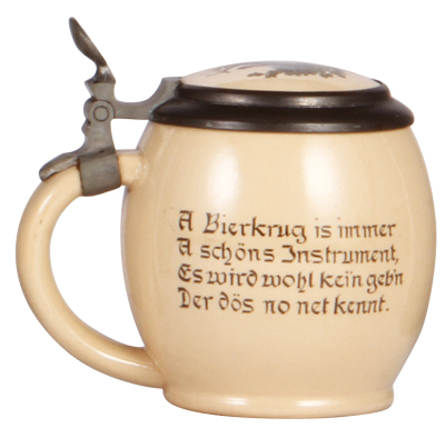 Mettlach stein, .5L, 1281 [3185], PUG, inlaid lid, mint. - 2