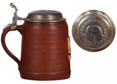 Third Reich stein, .5L, reproduction made after 1950, Waffen SS, pewter lid with relief helmet with swastika, mint. - 3