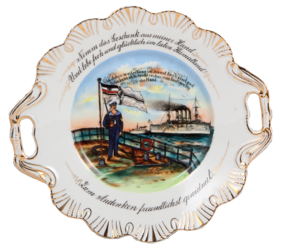 Regimental plate, 11.0" w., porcelain, Naval decor, unissued, mint. 