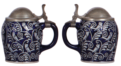 Stoneware stein, .5L, relief, 2193, marked R. Merkelbach, pewter lid, minor pewter tear, otherwise mint. - 2