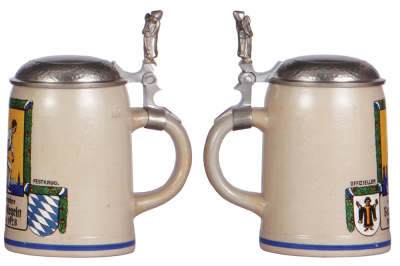 Stoneware stein, .5L, transfer & hand-painted, marked Marzi & Remy, 4. Bayerisches Bundes-Kegeln, - 2