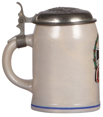 Military stein, .5L, stoneware, 1914 Iron Cross, relief pewter lid with Bavarian coat-of-arms, mint. - 3